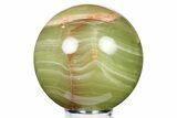 Polished Green Banded Calcite Sphere - Pakistan #265544-1